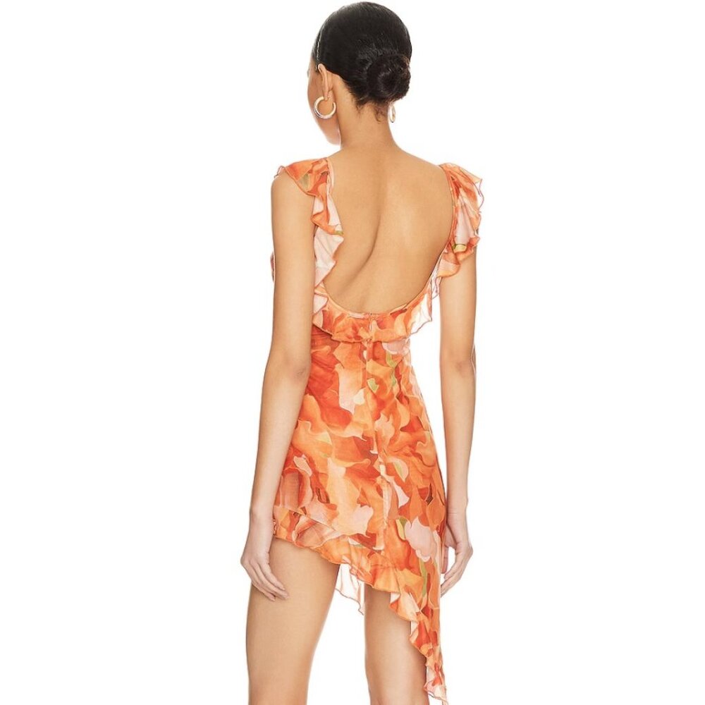 NWOT: MORE TO COME Valentina Asymmetrical Dress in Orange Multi - S